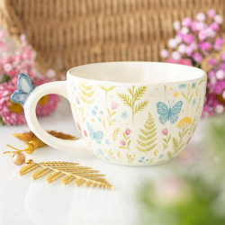 LUNA BLOOM FLORAL PRINT MUG WITH BUTTERFLY