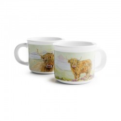 Set of 2 Porcelain Espresso Cups 75ml -  Highland Coo
