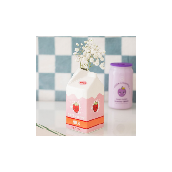 Strawberry Milk Carton Flower Vase