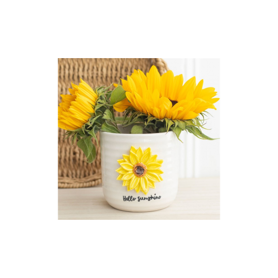 Hello Sunshine Plant Pot with 3D Sunflower