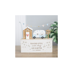 Beach Hut Caravan Wooden Ornament
