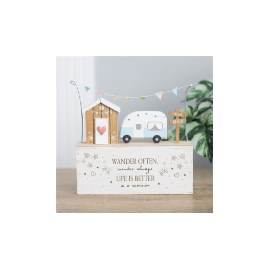 Beach Hut Caravan Wooden Ornament