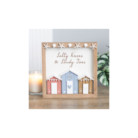 Salty Kisses 3D Shell Beach Hut Plaque